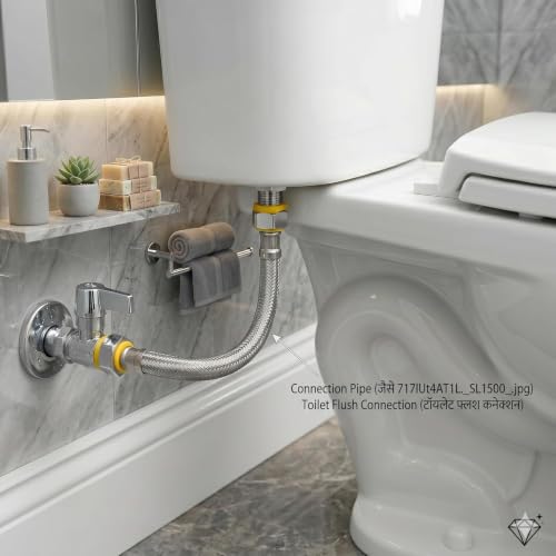 Image of JAGGER JCP2211 Wired Flexible Connection Pipe for Geyser, Toilet Flush & Wash Basin | SS 304 Braided Water Supply Hose | Hot & Cold Water Compatible | Leak Proof - Pack of 2