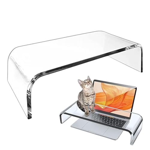 Soporte acrílico para monitor – Soporte transparente para pantalla de computadora, elevador transparente para portátil, organizador de escritorio resistente | Soporte de exhibición que ahorra espacio