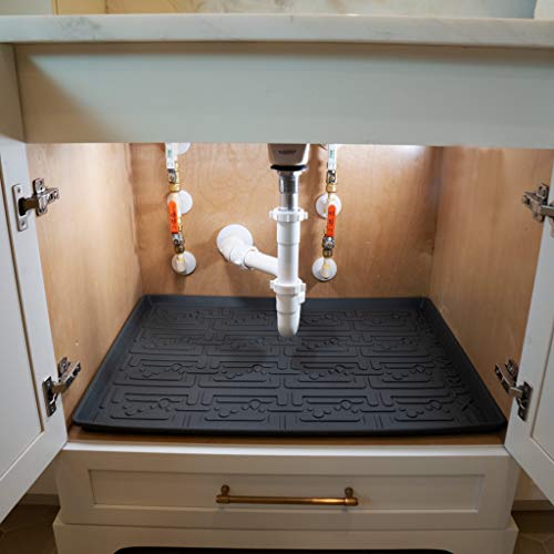 Xtreme Mats Under Sink Bathroom Cabinet Mat, Pick Your Size, 22" x 19", Waterproof Cabinet Protector Liner, CMV-24-GREY - Thumbnail 5