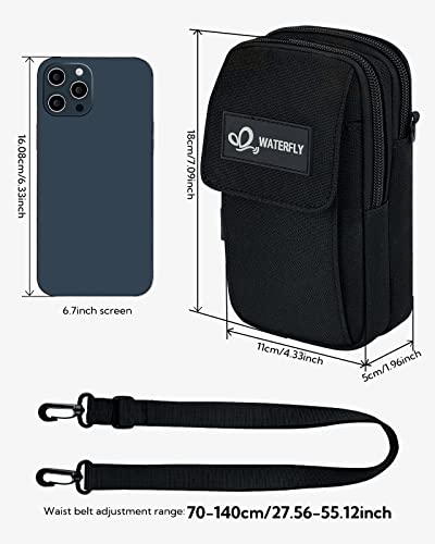 WATERFLY Bauchtasche Gürteltasche Hüfttaschen Handytasche: Kompakt Klein Multifunktional Gürtel Tasche mit Karabiner für Damen Herren EDC Camping Wandern Klettern Reisen Jagd Angeln