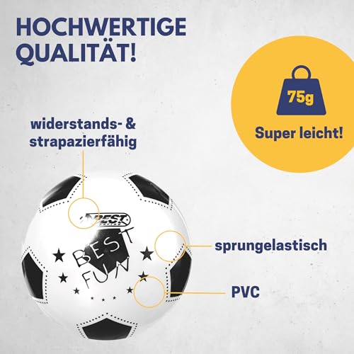 BEST SPORTING PVC-Ball Fun I Leichter Spielball I weißer Fußball I hochwertiger Wasserball I 23 cm großer Beachball I Bunter Ball Logo I Gummiball