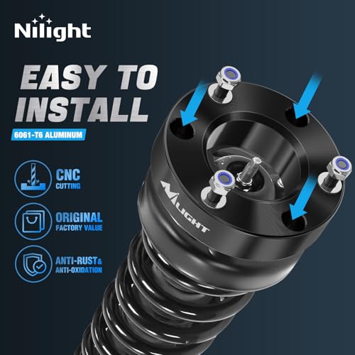 Image of Nilight 2.5 inch Front Leveling Kit Lift Strut Spacers for 2006-2023 Dodge Ram 1500 4WD, Actual about 1.57 inch Strut Spacer, Suspension Strut Spacers, Raise Front End