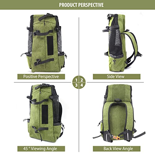 PETCUTE Hundetasche Hundetransporttasche Tragetasche für Hunde Katzen Wanderrucksack Seite Atmungsaktives Netz Rucksack für groß Hunde Katzen bis zu 16,5 kg Gras-Grün