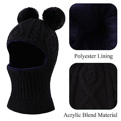 Winter Baby Knitted Hat Scarf Kids Boys Girls Hood Hats Toddler Earflap Beanie with Pompom4