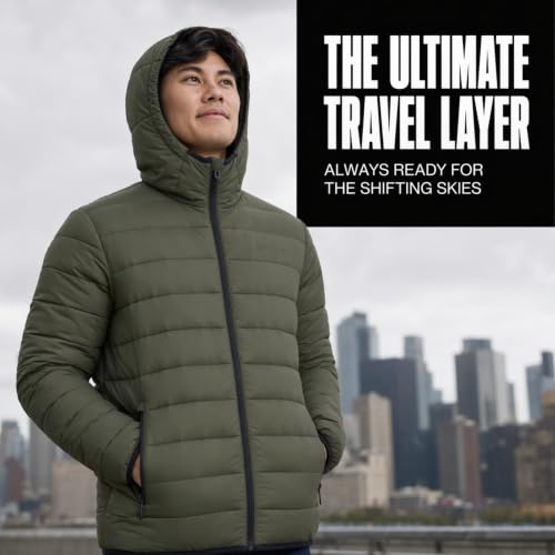 Image of Spyder Puffer Jacket Men - Packable Lightweight Quilted Hooded Winter Coat