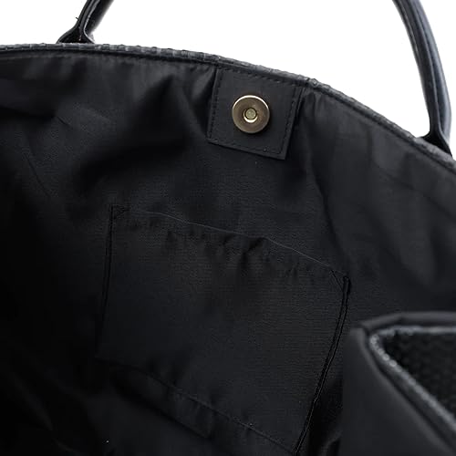 Sac femme shopping Caf Noir BV0001, l'excellence de la paille noire tressée