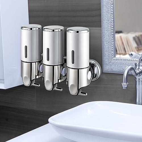 Holdfiturn Wall-Mounted Soap Dispenser, 3x500mL Shampoo and Conditioner Dispenser for Shower Bath Soap 3 Chamber No Drill Body Wash Pump Squeeze Triple Large System Organizer for Kitchen Bathroom - Cosy Home Interiors Holdfiturn Wall-Mounted Soap Dispenser, 3x500mL Shampoo and Conditioner Dispenser for Shower Bath Soap 3 Chamber No Drill Body Wash Pump Squeeze Triple Large System Organizer for Kitchen Bathroom - Image 4