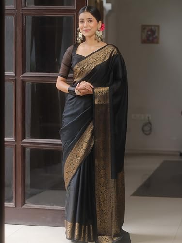 Image of Sugathari Women's Banarasi Saree Pure Kanjivaram Silk Saree Soft new ladies 2025 Design Wear Pattu Sarees Sadi Party Sari collections With Blouse Piece (San Pari-225)