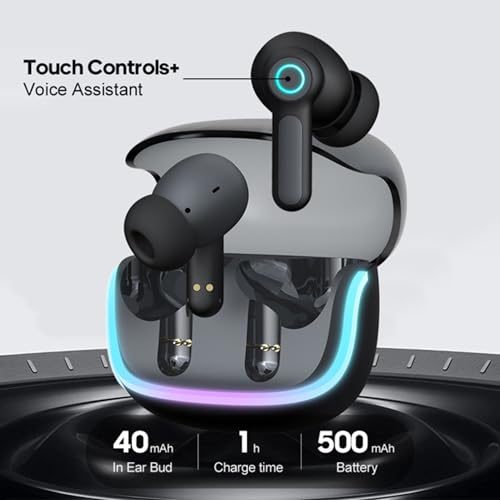 Image of iFAST IF-401 True Wireless Stereo Gaming Earbuds, Quad Mic ENC for Clear Calls, Bluetooth 5.4, Low Latency Gaming, RGB LED, Type-C Fast Charge, 7H /60H Playtime, IPX5 | Black