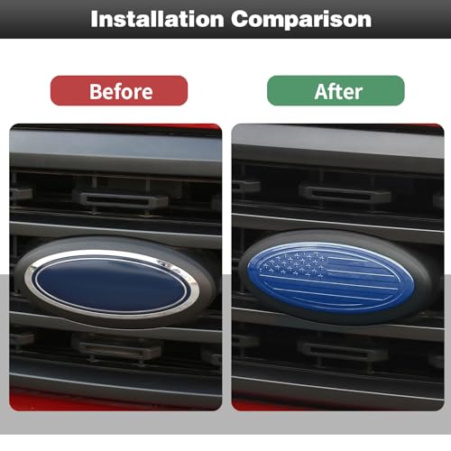 Image of CheroCar for F150 Emblem Cover Trim,Logo Back Badge Decoration Cover Trim Compatible with Ford F150 F-150,Blue