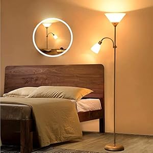 Depuley Lampadaire Sur Pied 60W Avec Liseuse Flexible&Orientable 40W, Éclairage intérieur 175CM, Pour Salon, Études, Chambres, Gris, Style Moderne, E27xE14(Ampoule Non Inclus)