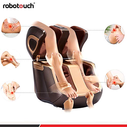 Image of Robotouch Ortholite foot Calf, thigh & knee roller foot massager machine with far infrared heating reduces muscle tension, fatigue, and pain relief, One year Warranty. (Brown)