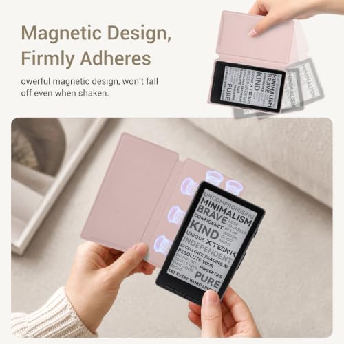 Image of CoBak Magnetic Case for XTEINK X4, Ultra-Lightweight Protective Cover for Xteink X4 E-Reader, Secure Magnetic Attachment(Litchi Patterned Pink)