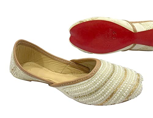 Punjabi Jutti for Girls Mojaris Toddler/Little Kid/Big Kid Formal Beaded Ballerina Flat Slip on Juti Girls Dress Party Shoes4
