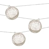 Allsop Home and Garden 29850 Aurora Glow Handblown Glass Solar String Lights, (6) Hand-blown Artisan Globes with Copper Hanging Hooks, Weather-Resistant for Year-Round Outdoor Use, (Clear with Amber LED)
