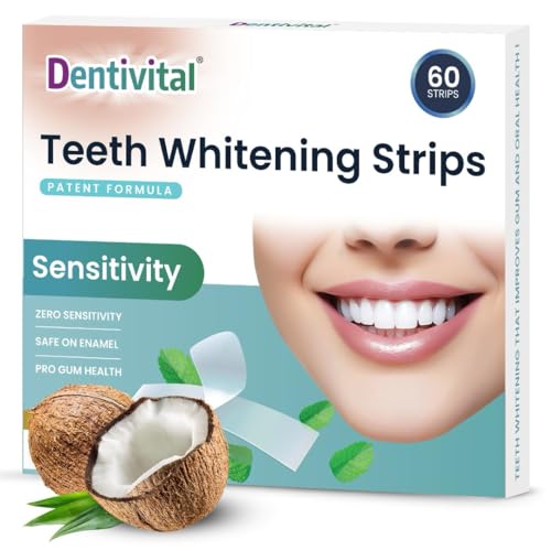 Teeth Whitening Strips, 60 Strips (30 Treatments) – Zero Sensitivity Whitening with Enamel Strengthening & Gum Revitalization–Teeth Whitener Strips for Deep Stain Removal with Dry Non-Slip Technology