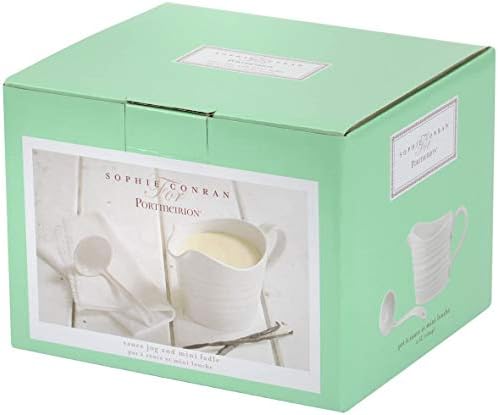 Portmeirion Home & Gifts CPW78895-XP Sauce Jug & Mini Ladle, Porcelain, White, 18.5 x 11 x 13 cm