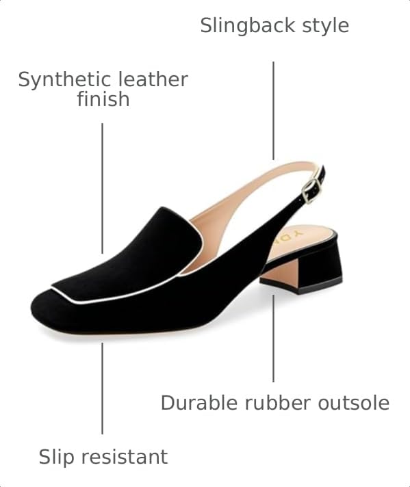 Image of YDN Women Closed Square Toe Block Low Heels Slingback Formal Loafer Dressy Shoes Office Lady Pump Size 4-15 US
