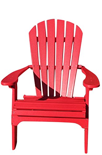Phat Tommy Recycled Poly Resin Folding Adirondack Chair – Durable and Eco-Friendly Patio Furniture Armchair, Red