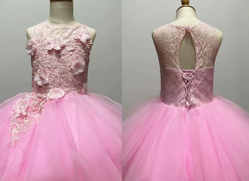 High Low Flower Girls Dresses Appliques Tulle Communion Party Princess Wedding Pageant Ball Gown Dress4