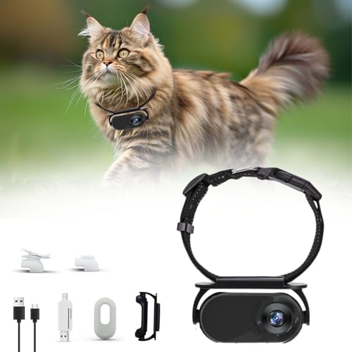 Nvmti Cat Cam Pro, Catcam Pro, Waterproof 1080p Pet Action Camera, Body Cameras for Pet with Video Record, Cat Collar Camera, Wireless Mini Sport Cam for Dog Adventures Indoor/Outdoor (Black)
