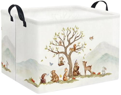 Image of Kids Baby Storage Basket for Boy and Girls - Gift Basket Empty Book Shelf - Rectangular Animal Room Decor for Bedroom Bathroom