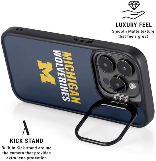Skinit Kickstand Phone Case Compatible with iPhone 14 Pro Max - Officially Licensed University of Michigan Wolverines M Design