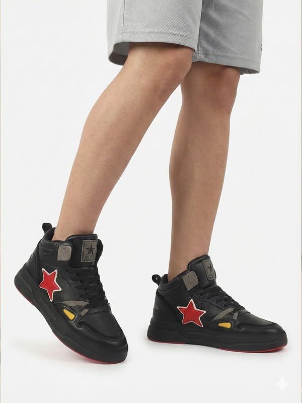 Image of FAUSTO Men High Top Breathable Lace-Up Sneaker Shoes | Chunky Streetwear Lightweight Casual Sneakers | Memory Cushioned Insole