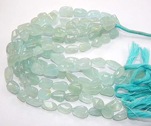 Perles aigue-marine irrégulières 10x15mm fil de pierre pour création bijoux DIY