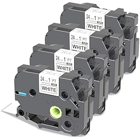 PROFICETIK Compatible with Tz tze 251 Label Tape Brother Label Maker Refills Replacement for tze-251 Label Tape Black on White tze 251 24mm 0.94, 4-Pack Laminated Tape for P-Touch Label Makers Cover
