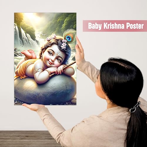 Image of Twinster Bal krishna Posters Photo for Pregnant Women, Baby Poster Self Adhesive (Size 45 cm by 30 cm) Pack of 1 (Design 15)