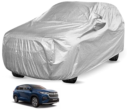 Image of Auto Hub Waterproof Car Cover Compatible with Maruti Invicto with Mirror Pockets, Soft Cotton Lining, Invicto Car Cover Waterproof, Metallic Silver