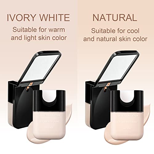 Pasnowfu Liquid Foundation, Oil Control Full Coverage Foundation, Waterproof Flawless Concealer, Cream Smooth Foundation With Mirror, Long-Lasting Liquid Foundation Makeup,1.05Oz (Natural) #TOP3