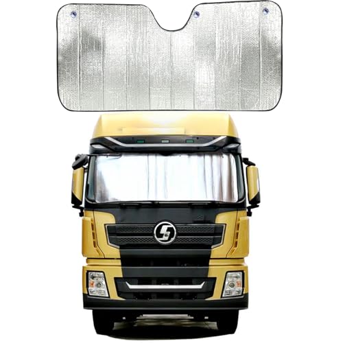 DJJUAJK Upgrade Windshield Sun Shade Reflective Semi Truck Window Shades Foldable RV Windshield Sunshade for UVSun Protection fits for Rig Truck Commercial Windshields 87*31