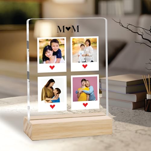 Image of Giftplease Customized Photo Frame With Wooden Stand | Personalised Printed Photo & Text Frame | Gift For Mom | Birthday | Mother's Day | (Transparent, 6x8 Inches, Tabletop) m 11
