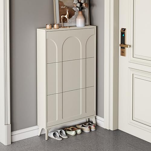 ✿Elegante design a pannello naturale: questa scarpiera nascosta aggiunge un'atmosfera calda e accogliente a qualsiasi spazio con la sua superficie naturale e la classica tavolozza di colori. .