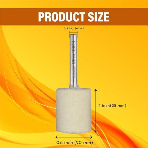 Image of Ultra Touch Felt Mop Wheel | 1 /4 inch Shank | Suitable for Polishing | Can be used with Drill Machine /Die Grinder | Metal Working | Pack of 5 (20 x 25mm)