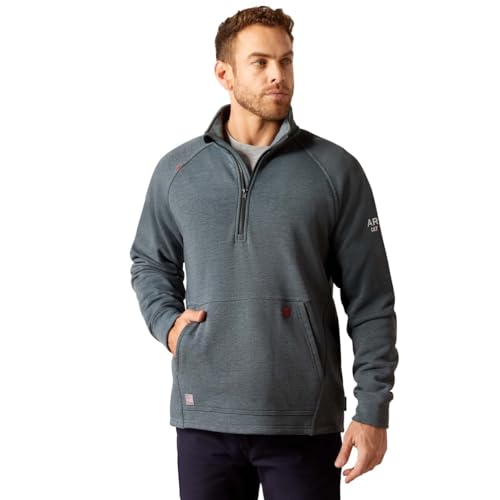 Ariat Men's Fire Resistant Primo Fleece 2.0 1/4 Zip Sweater, Charcoal Grey, Small