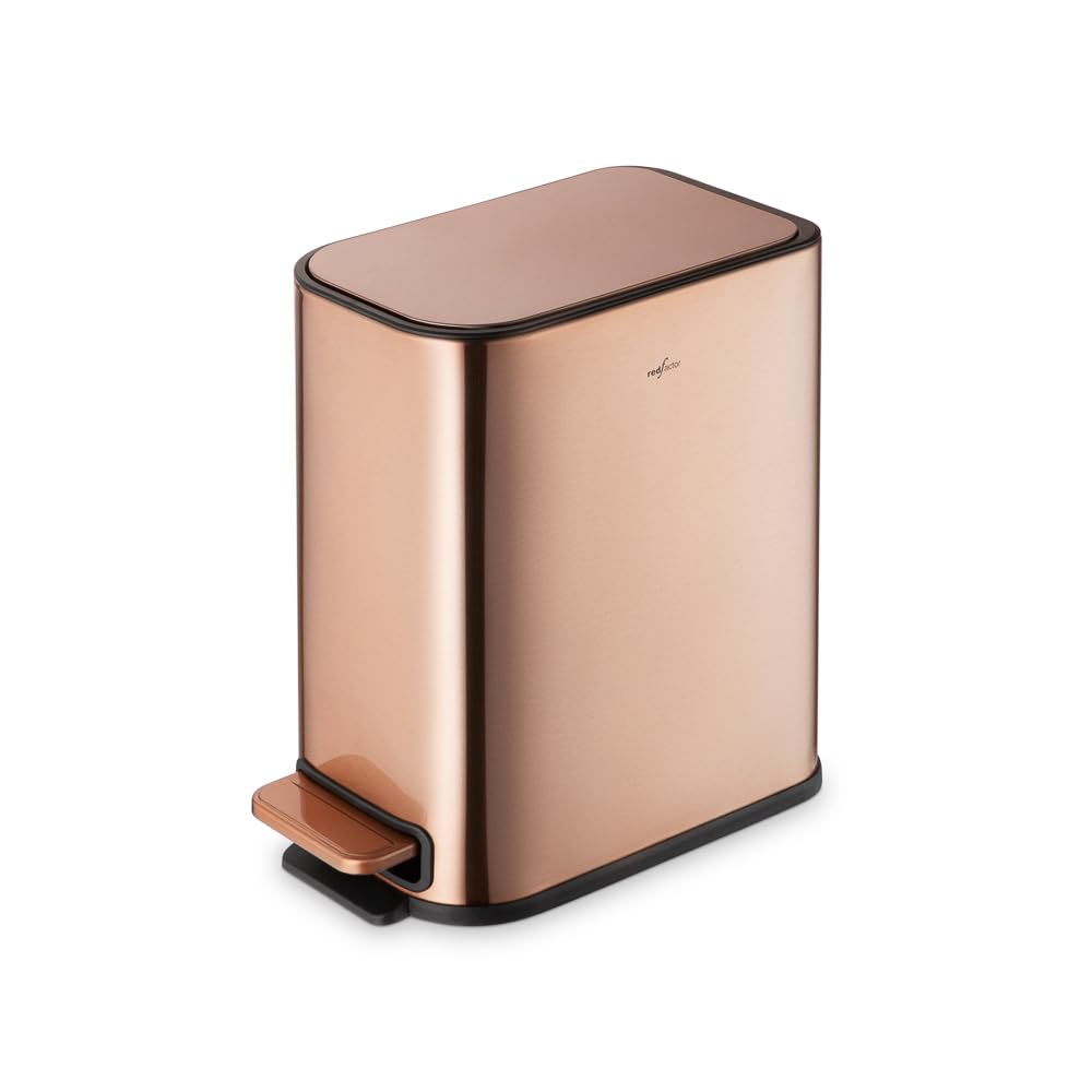 RED FACTOR Slim Small 1 3 Gallon Stainless Steel Pedal Trash Can with Soft Close Lid for Narrow