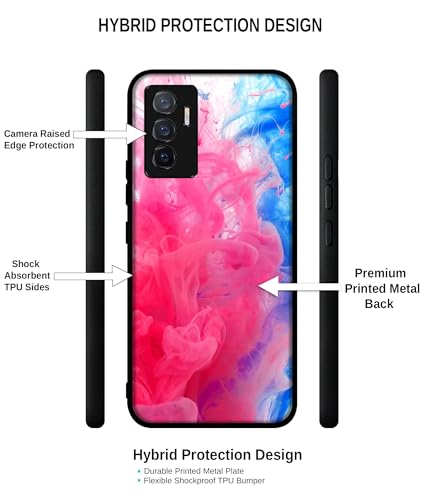 Image of Fractal Paint Design Premium 2D Printed Metal Back Case Cover for Vivo V23E 5G / Y75 4G