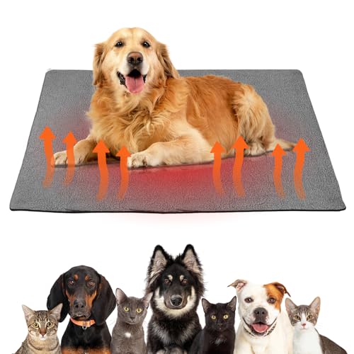 Sporgo Coperta termica per gatti e cani: 65 x 95 cm, riscaldante, coperta termica per gatti, lavabile, per cani, colore grigio