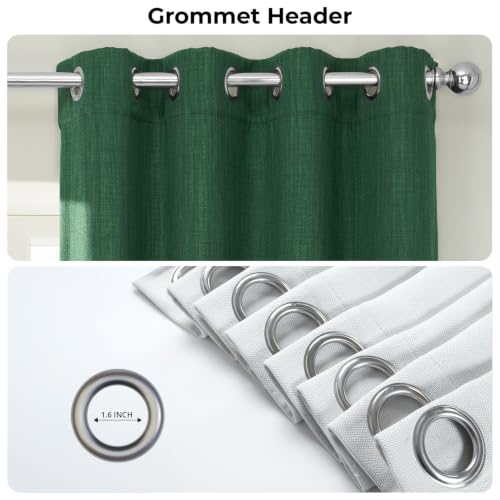 Image of HPD Half Price Drapes Grommet Linen Curtains 84 Inches Long Room Darkening Curtains for Bedroom & Living Room (1 Panel), 50W x 84L, Key Green