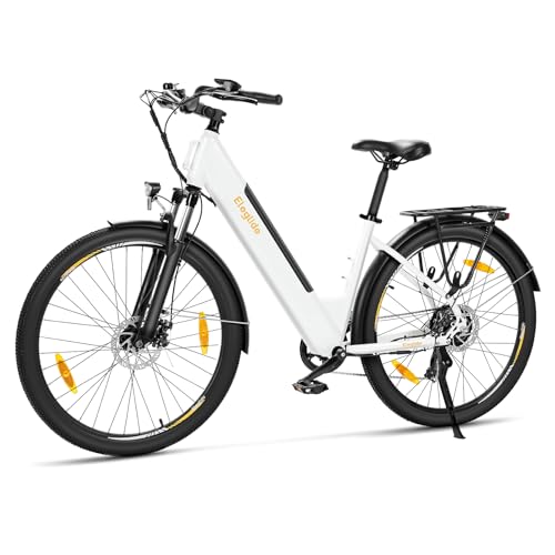 Eleglide T1 Step-Thru E-Bike, Elektrofahrrad 27.5'' Trekkingrad E-Cityrad mit 36V 13Ah Lithium-Akku bis zu 100KM Lange Range, 250W Motor, EU-konformes E Bike, LCD Display (Weiß)