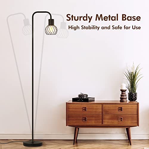 Industrial Floor Lamp, Led Standing Lamp Modern With 6W Led Bulb, Foot Switch, Metal Tall Lamps For Living Room, Bedroom, Office, Vintage Stand Up Light, Minimalist Farmhouse Floor Lamp In Black #TOP4