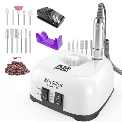 NAILGIRLS Ponceuse pour Ongles Professionnelle 35000RPM 11 en 1, Vitesse Réglable et Portable, avec Écran LCD pour Pédicure/Manucure et Pédale, Puissante...