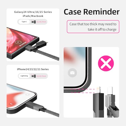 Image of USB C Cable, 240W MAX 4 in 1 Charging Cable 5FT with E-Mark Chip, Fast Charging USB A /C to C /Lightning Cable for iPhone 17 /16 /15 /14 /13 Series, Pad /Android /Tablets /Car and More, iPhone Charger Cord