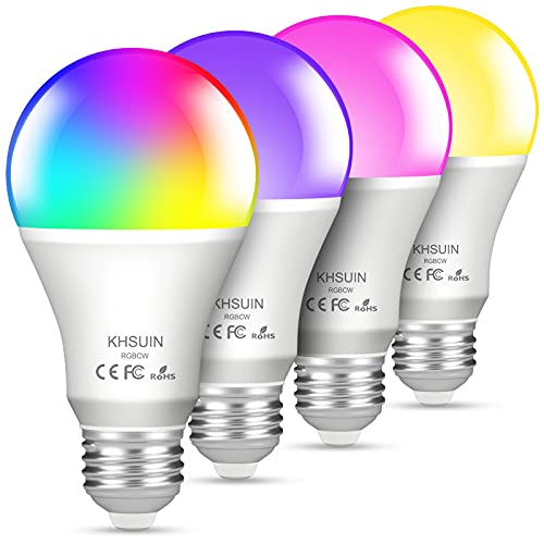 Smart Light Bulbs,Dimmable 2700K-6500K RGBCW Color Changing Light Bulb Works with Alexa,Echo,Google Home(No Hub Required),E26 A19 Smart Bulb(80W Equivalent)Amazon Certified Alexa Light Bulb,4 Pack