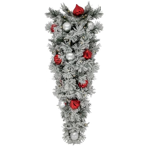 3' Pre-Lit Snowy Bristle Pine Artificial Christmas Swag, Warm White LED Lights