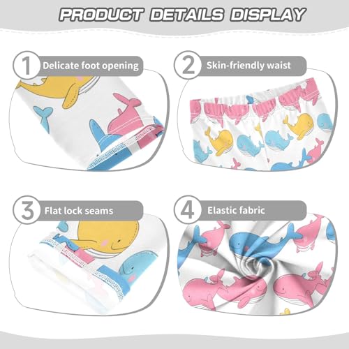 Bolaz Toddler Girls Leggings Printed Yoga Pants Leggings Blue Pink Yellow Whale for Kids3