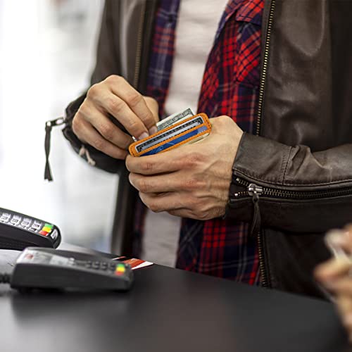 2 Pack Slim Minimalist Wallet, Business Card Case Professional PU Leather, Front or Back Pocket Card Holder Wallet Credit Card ID Case/Holder for Men & Women.Yellow+Peacock Blue4